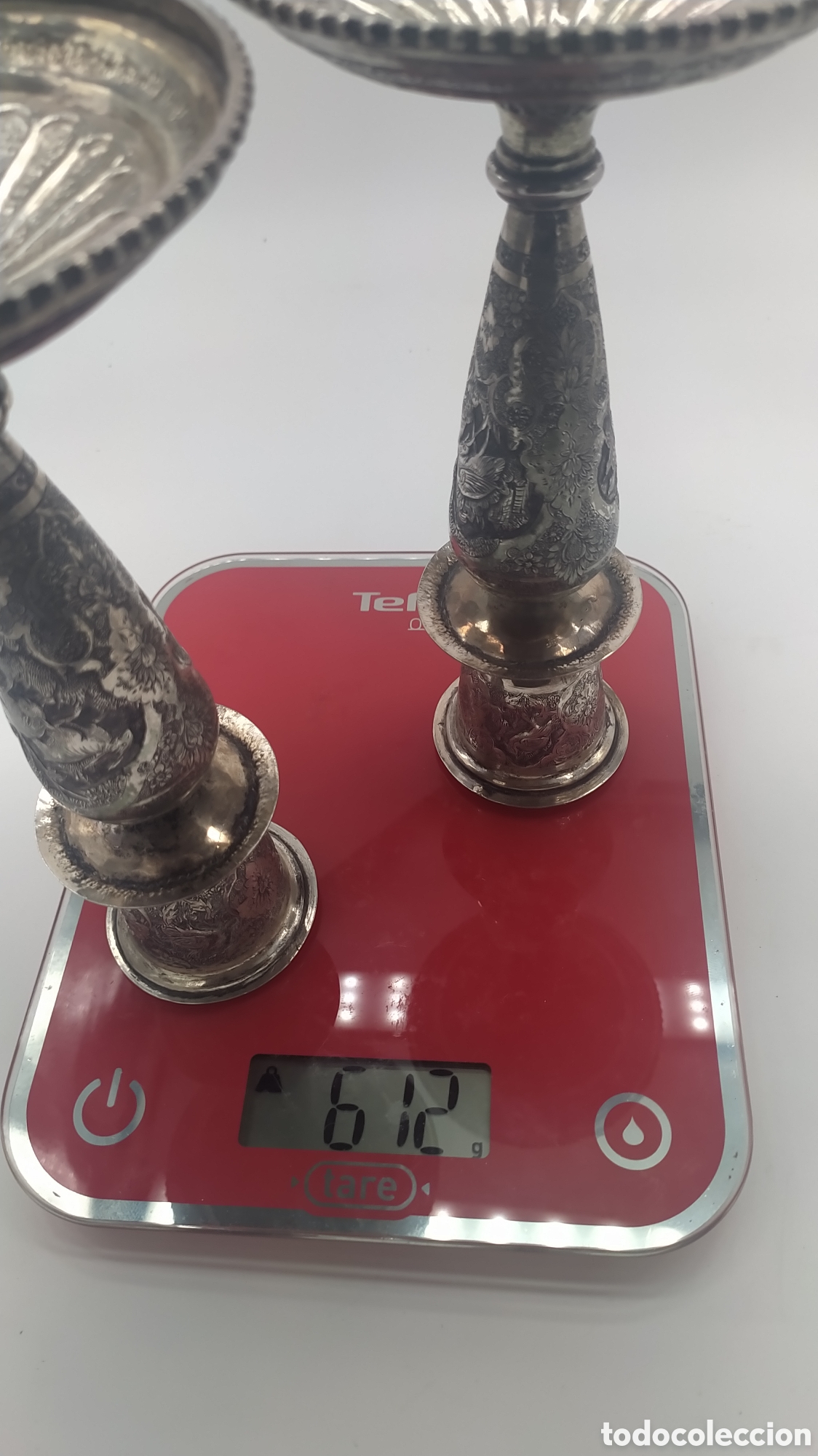 Antig&uuml;edades: Candeleros persas plata y repujado niello. - Foto 10