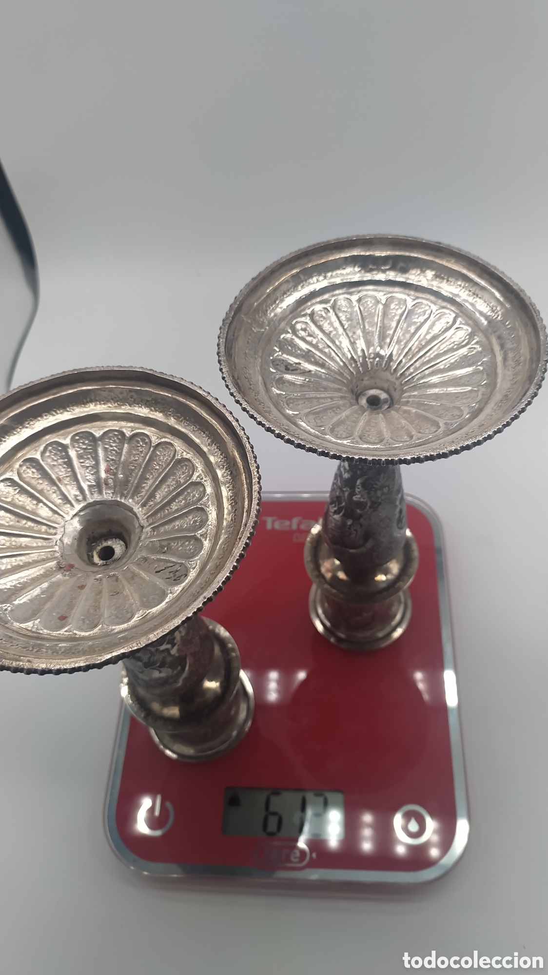 Antig&uuml;edades: Candeleros persas plata y repujado niello. - Foto 11