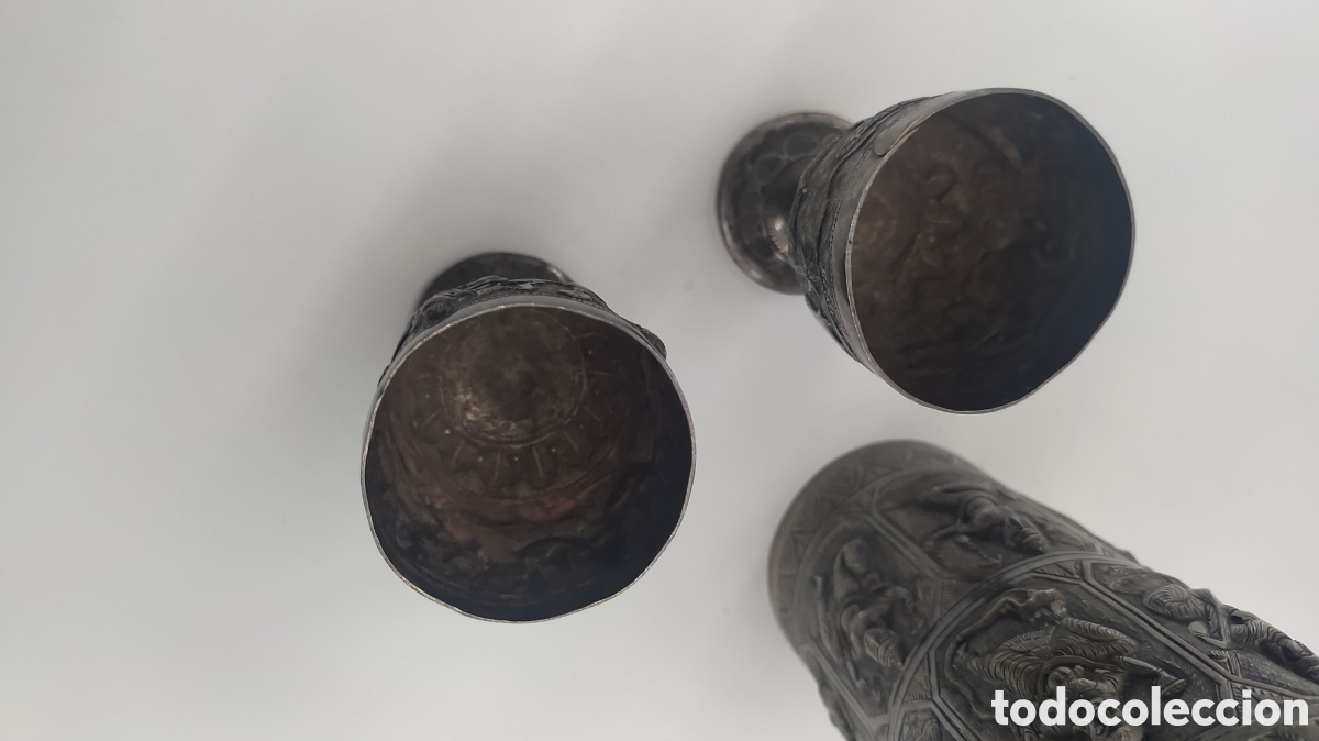 Antig&uuml;edades: Botella y copas ceremonia plata persa - Foto 11