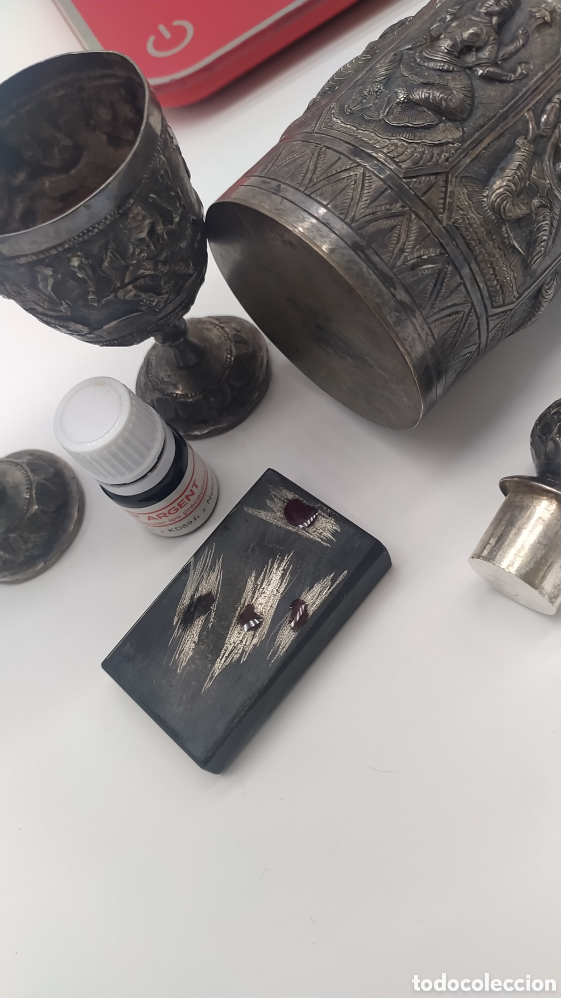 Antig&uuml;edades: Botella y copas ceremonia plata persa - Foto 23