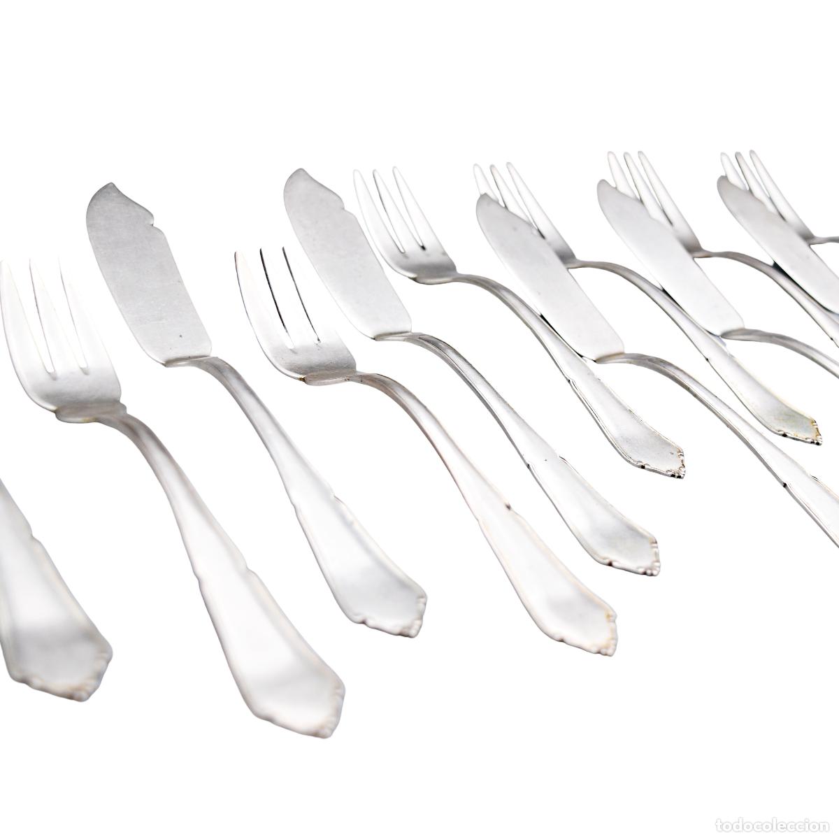 Antig&uuml;edades: Cuberter&iacute;a para pescado de plata maciza - Foto 1