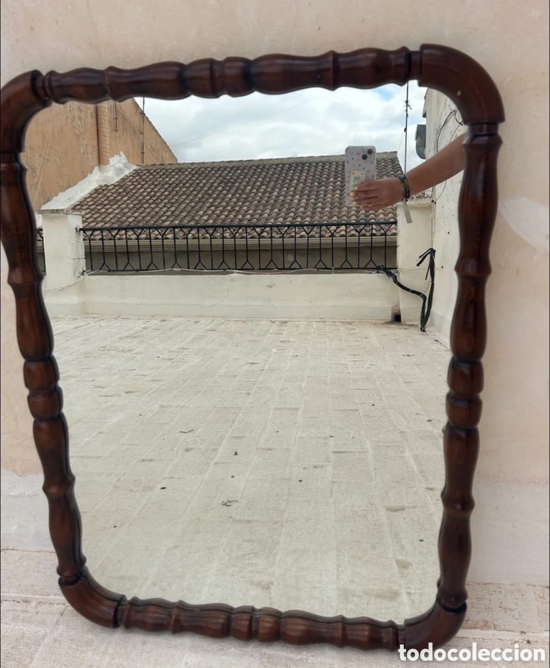 Antig&uuml;edades: Espejo marr&oacute;n vintage - Foto 2
