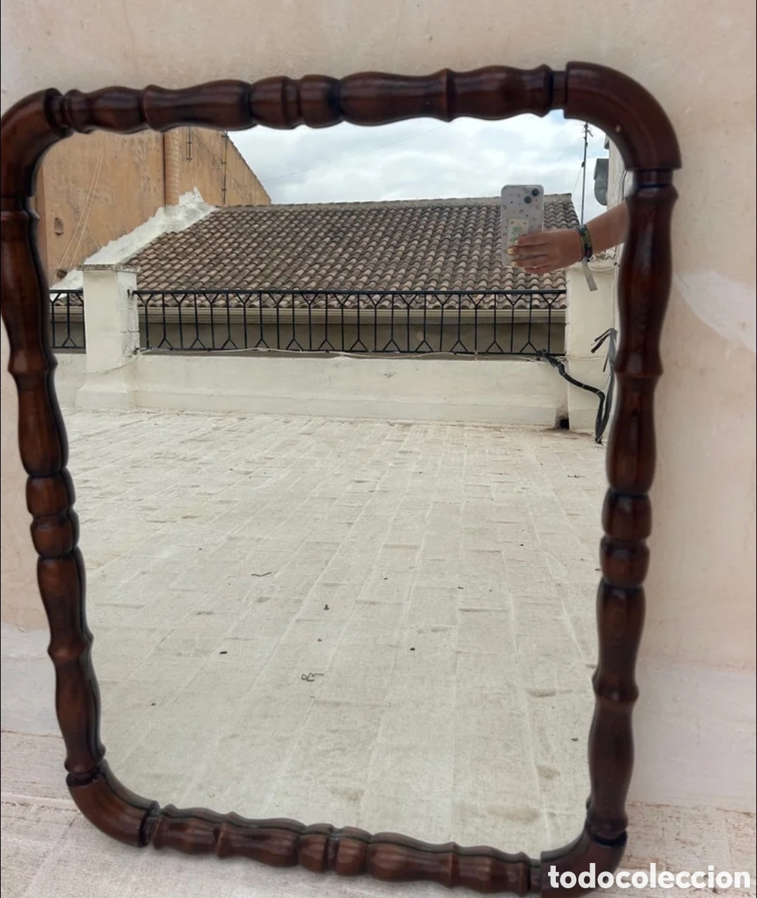 Antig&uuml;edades: Espejo marr&oacute;n vintage - Foto 1