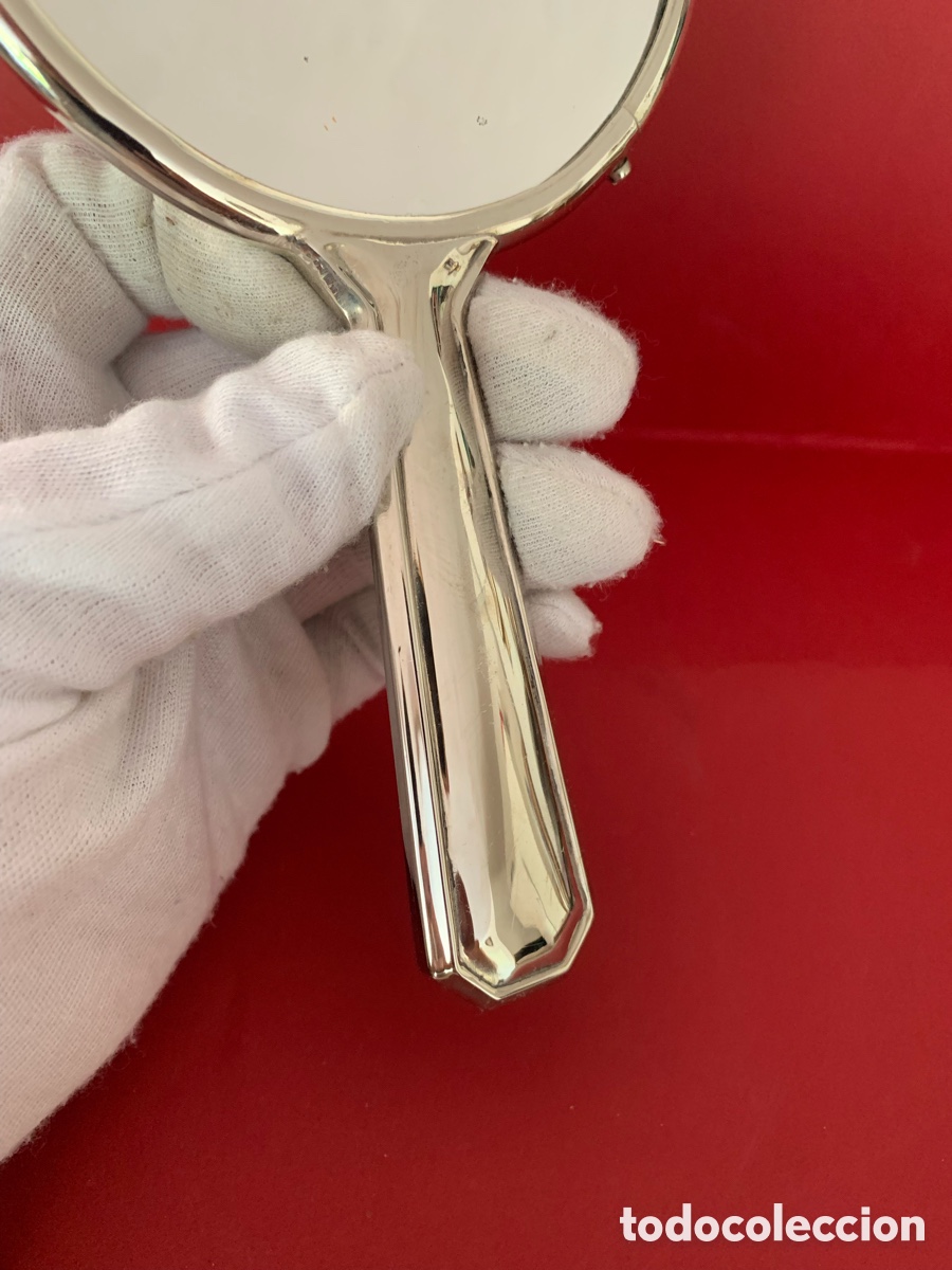 Antig&uuml;edades: ESPEJO DE MANO CON METAL PLATEADO - Foto 4