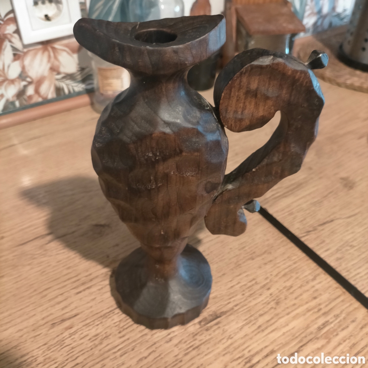 Antig&uuml;edades: Jarra antigua de madera tallada - Foto 4