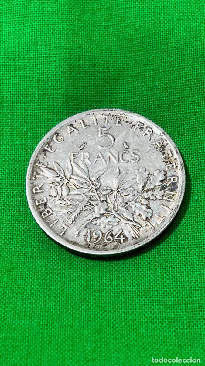 Antig&uuml;edades: MONEDA 5 FRANCOS DE 1964 EN PLATA DE LEY - Foto 2