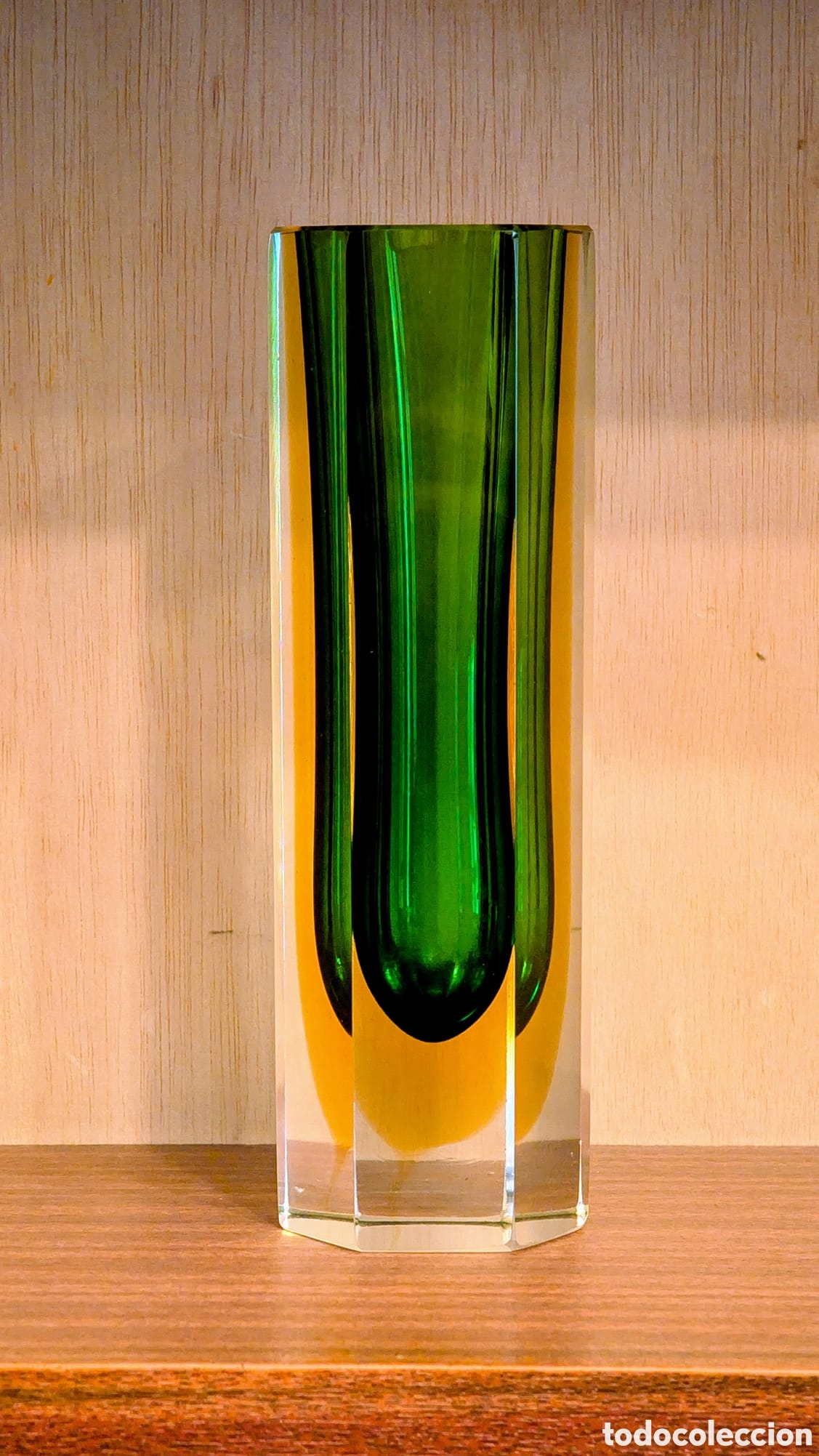 Antig&uuml;edades: Jarr&oacute;n hexagonal verde Murano sommerso - Foto 1