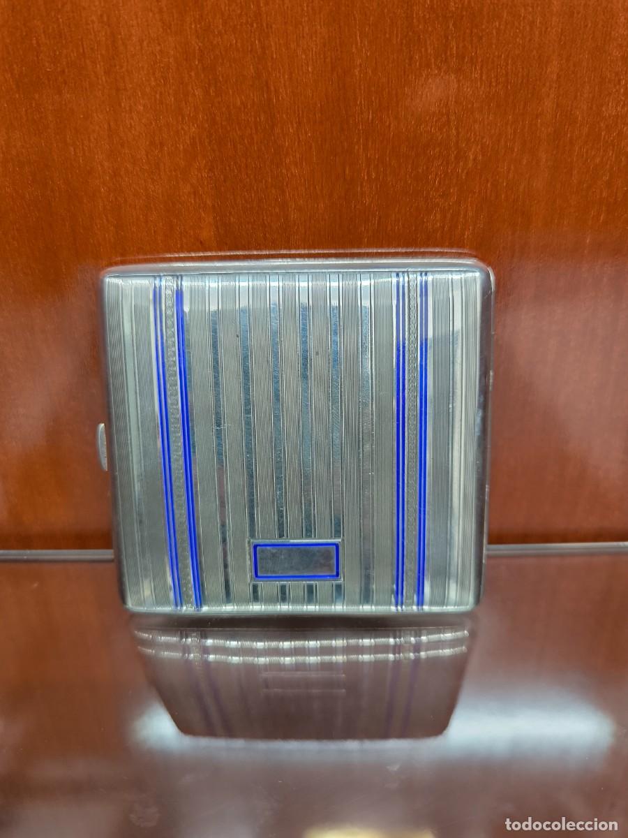 Antig&uuml;edades: PITILLERA DE PLATA CON ESMALTES EN AZUL COBALTO - Foto 1