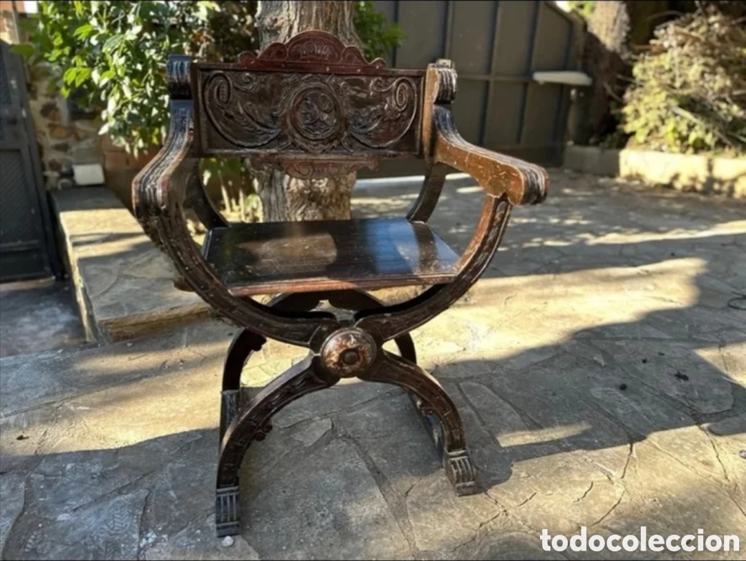 Antig&uuml;edades: Silla jamuga madera tallada - Foto 2