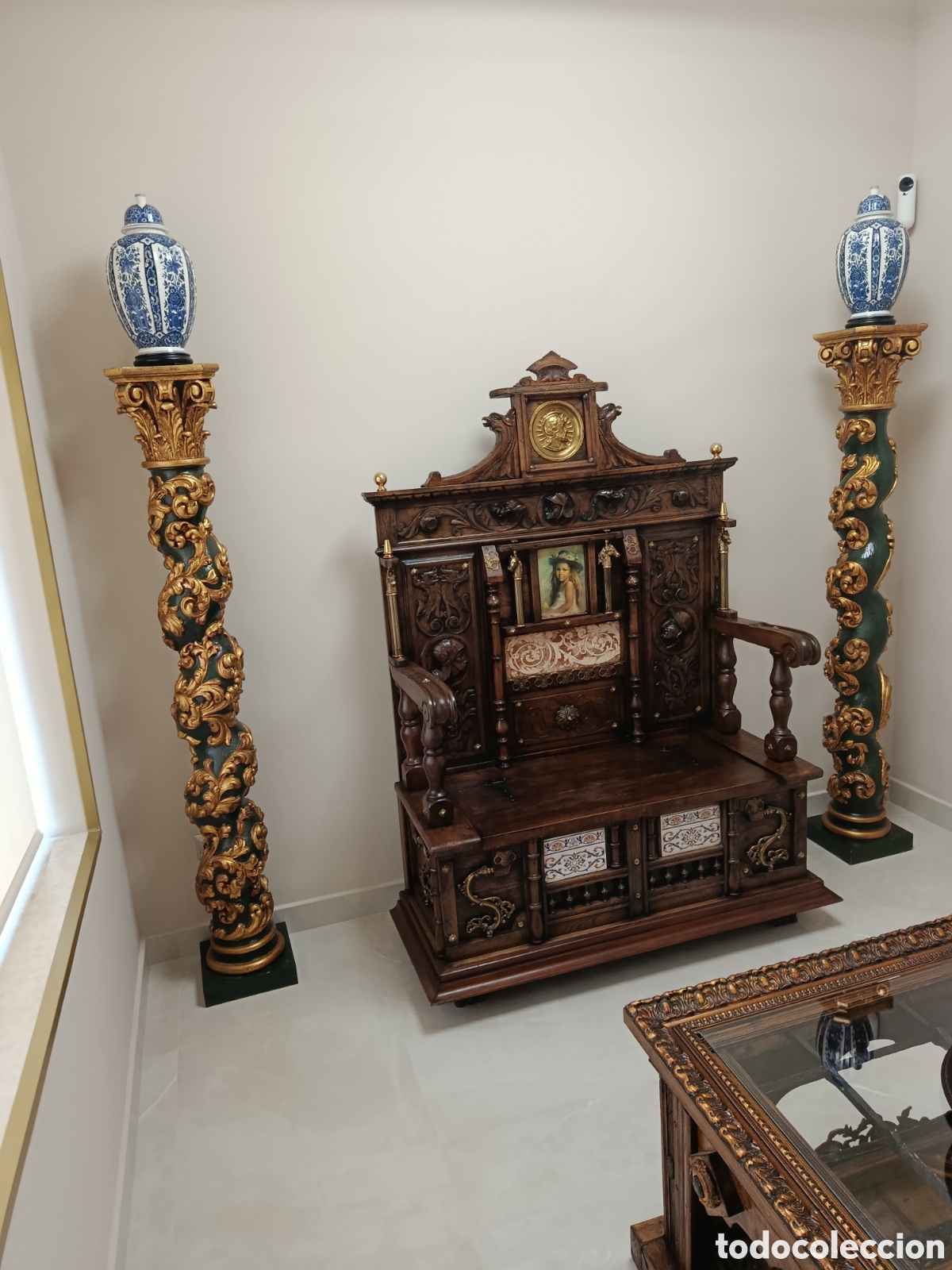 Antig&uuml;edades: Pareja de columnas Salom&oacute;nicas de madera - Foto 1