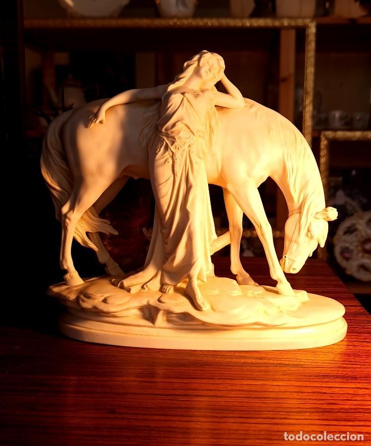 Antig&uuml;edades: Biscuit &rdquo;Orientalin mit Pferd&rdquo; Scheibe-Alsbach - Foto 1