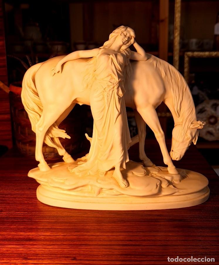 Antig&uuml;edades: Biscuit &rdquo;Orientalin mit Pferd&rdquo; Scheibe-Alsbach - Foto 2