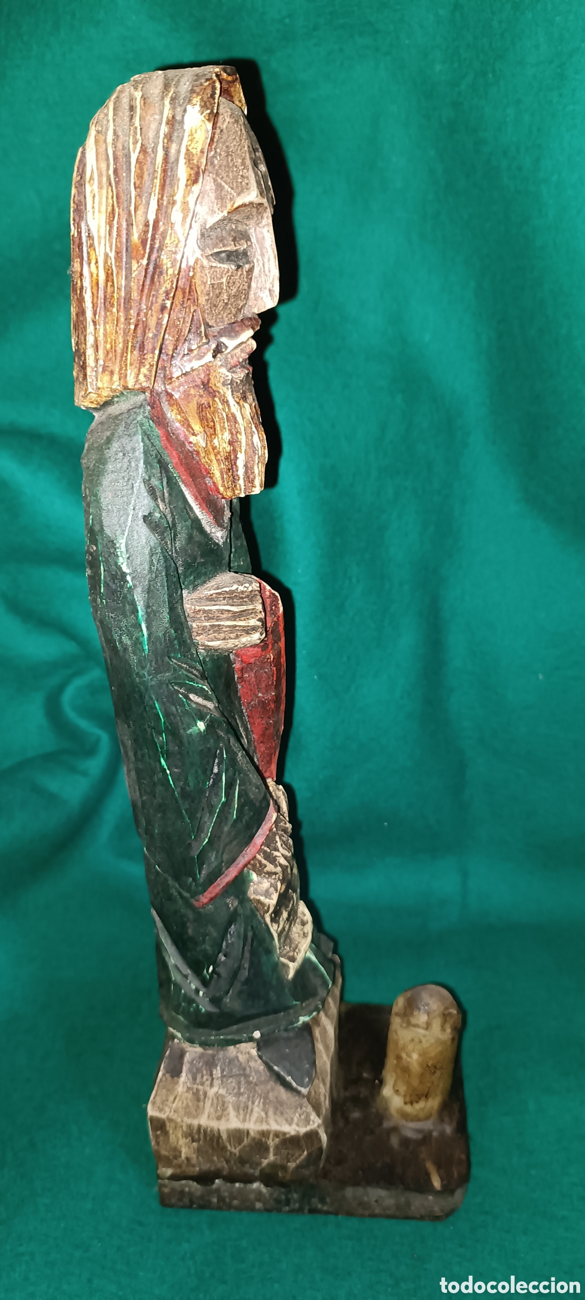 Antig&uuml;edades: Santo con vela madera - Foto 3