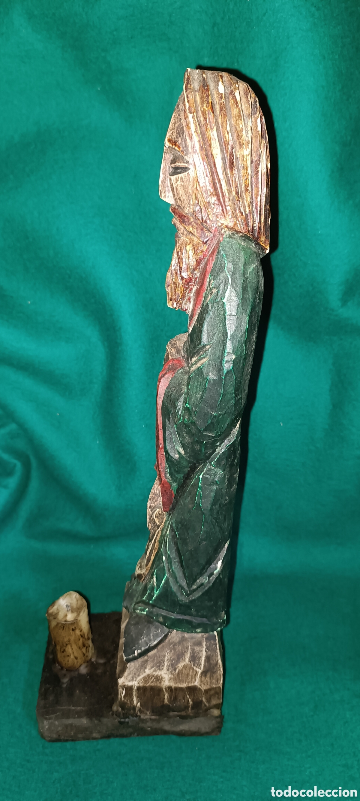 Antig&uuml;edades: Santo con vela madera - Foto 4