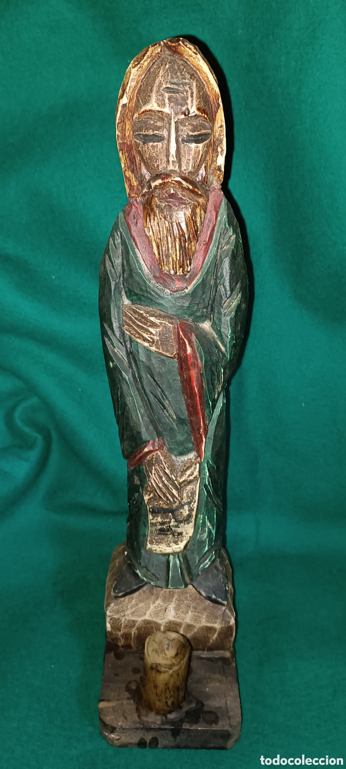 Antig&uuml;edades: Santo con vela madera - Foto 5