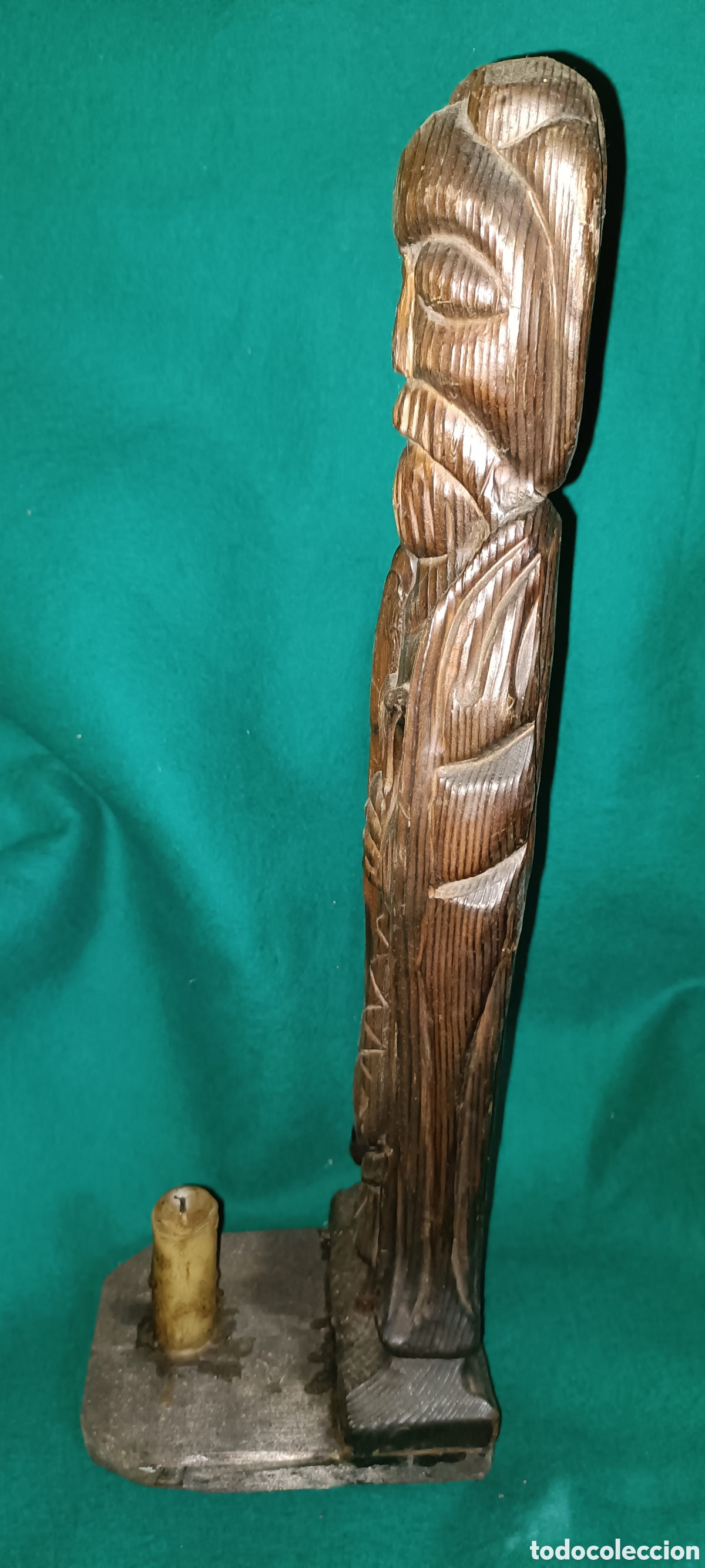Antig&uuml;edades: Santo con vela madera - Foto 4
