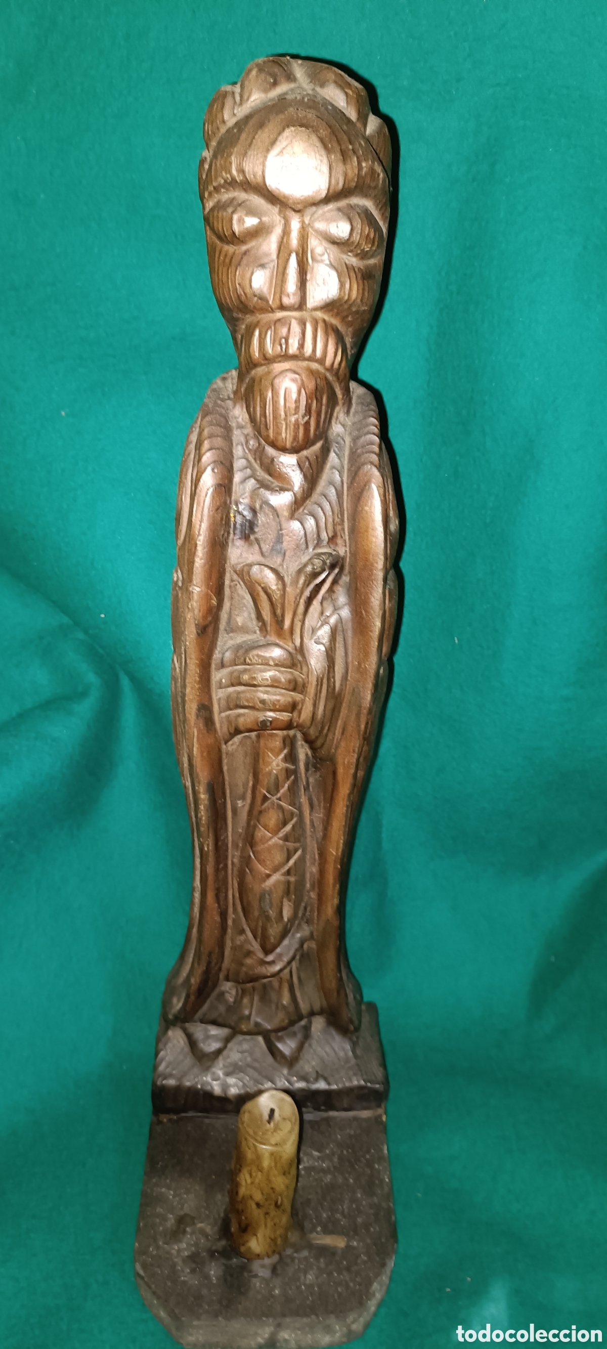 Antig&uuml;edades: Santo con vela madera - Foto 5