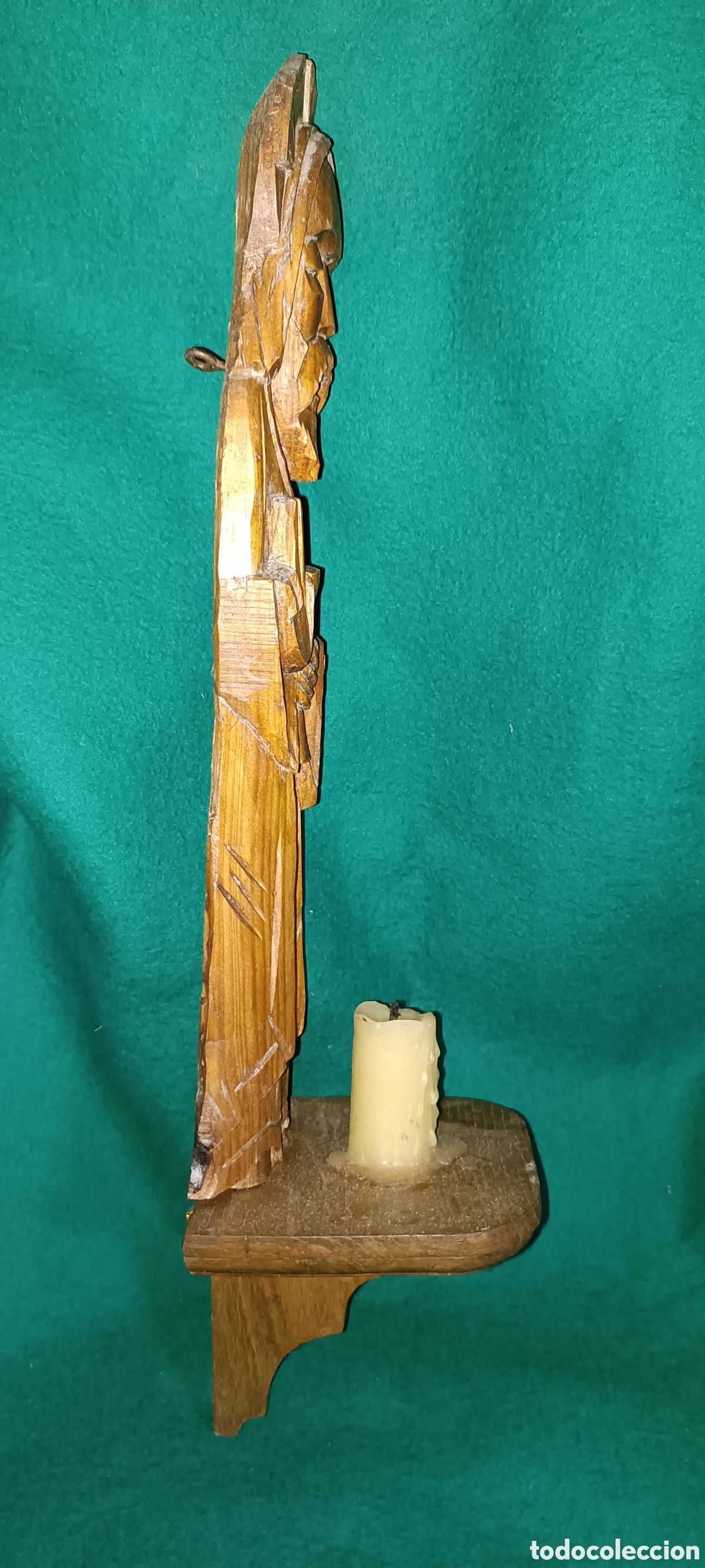 Antig&uuml;edades: Santo con vela madera - Foto 3