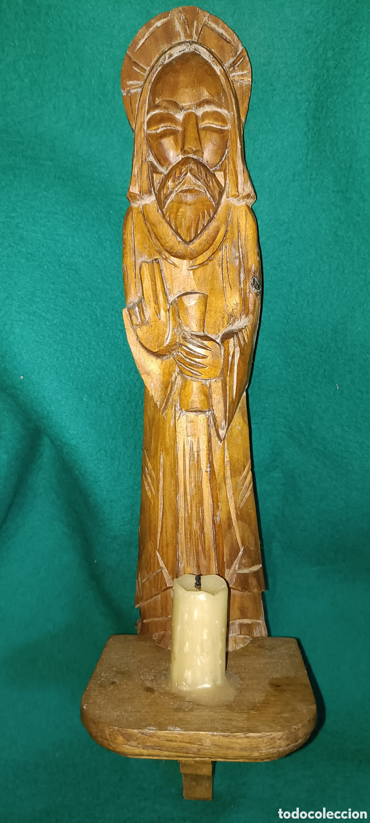 Antig&uuml;edades: Santo con vela madera - Foto 6