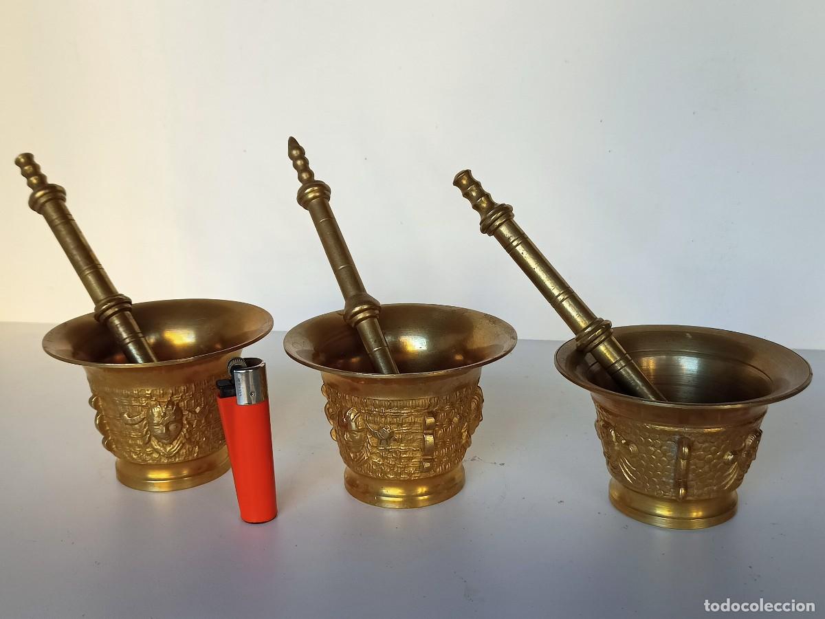 Antig&uuml;edades: Lote de 3 morteros de bronce - Foto 1