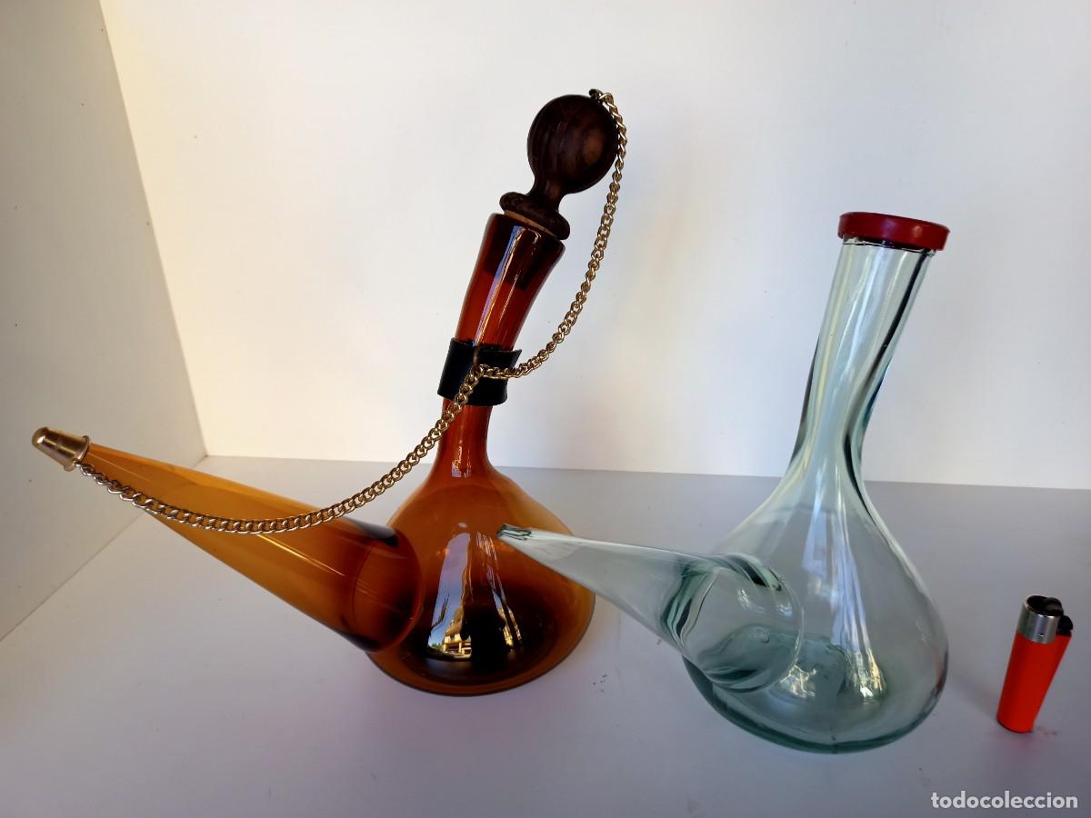 Antig&uuml;edades: Pareja de porrones de cristal - Foto 1
