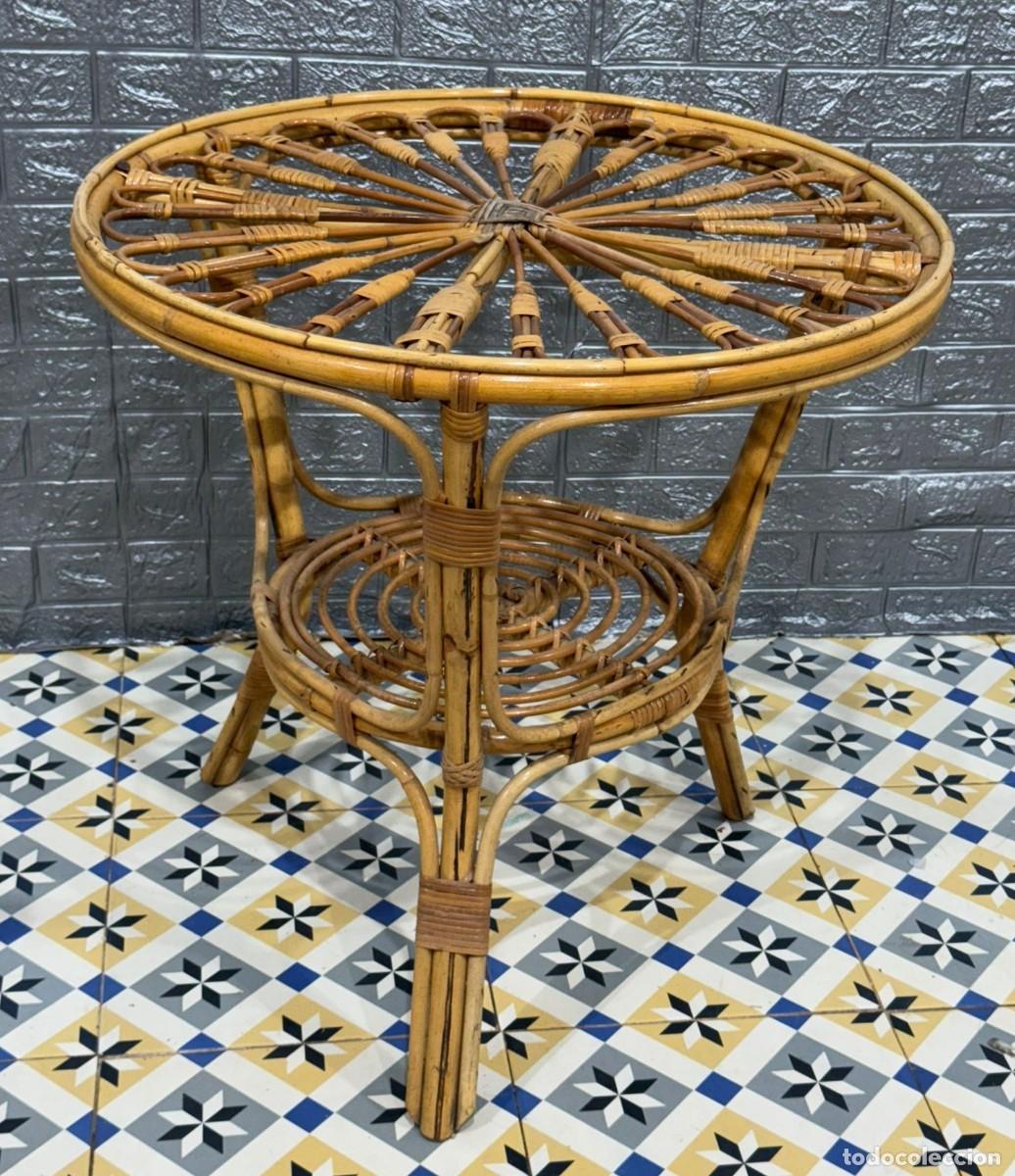 Antig&uuml;edades: Conjunto de mimbre bamb&uacute; mesa y cuatro sillones - Foto 4