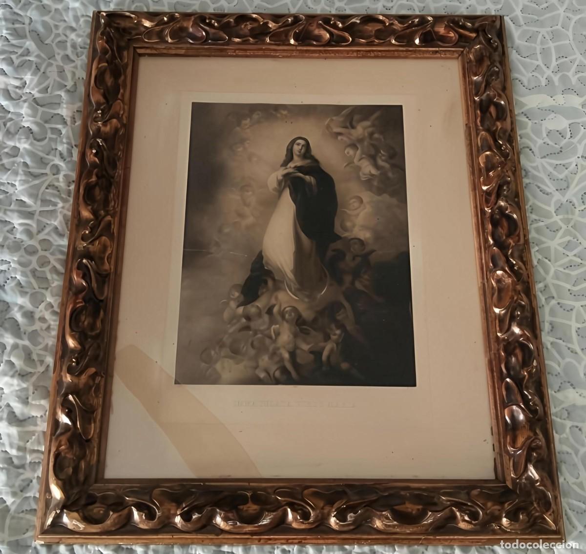 Antig&uuml;edades: Antiguo grabado inmaculada concepci&oacute;n de Mar&iacute;a de murillo - Foto 1