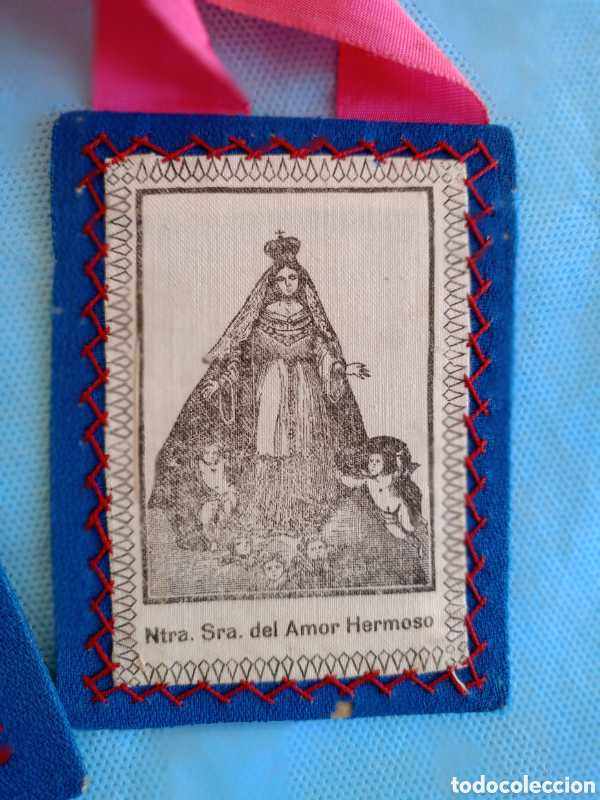 Antig&uuml;edades: ANTIGUO ESCAPULARIO CON CINTA. NUESTRA SE&Ntilde;ORA DEL AMOR HERMOSO - Foto 2