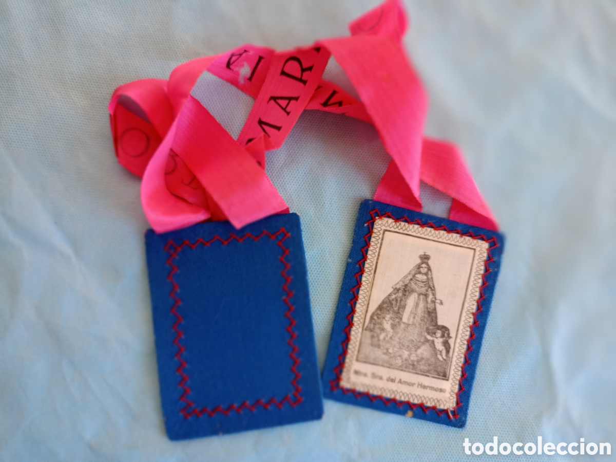 Antig&uuml;edades: ANTIGUO ESCAPULARIO CON CINTA. NUESTRA SE&Ntilde;ORA DEL AMOR HERMOSO - Foto 1