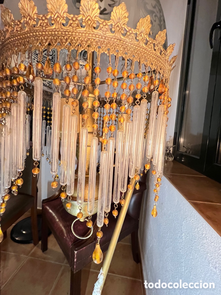 Antig&uuml;edades: L&aacute;mpara de cristal y lat&oacute;n - Foto 6