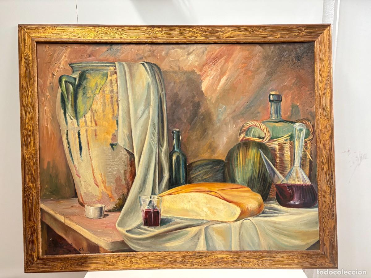 Antig&uuml;edades: CUADRO OLEO SOBRE LIENZO BODEGON CON FIRMA - Foto 1
