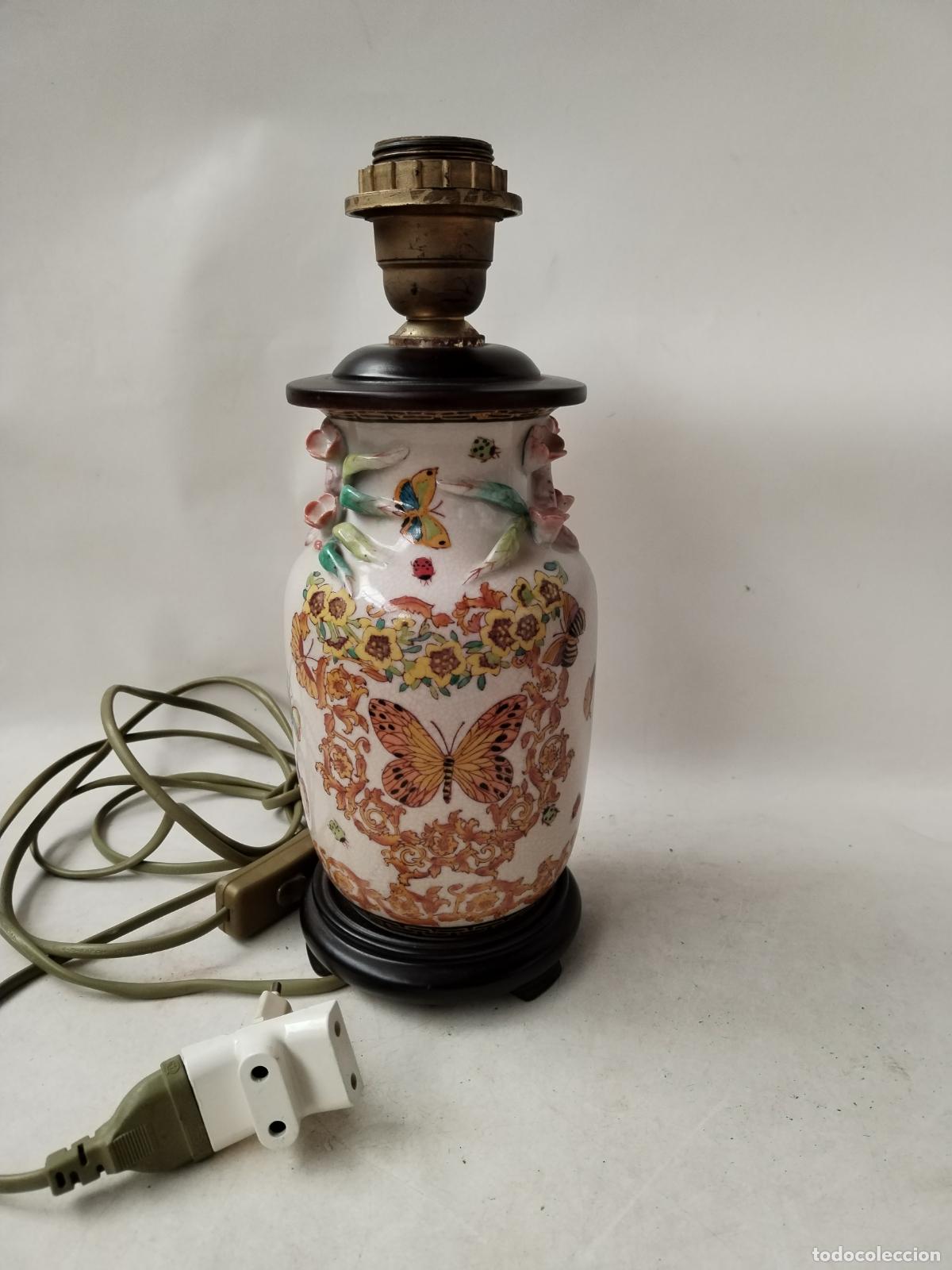 Antig&uuml;edades: lampara vintage con mariposas - Foto 2