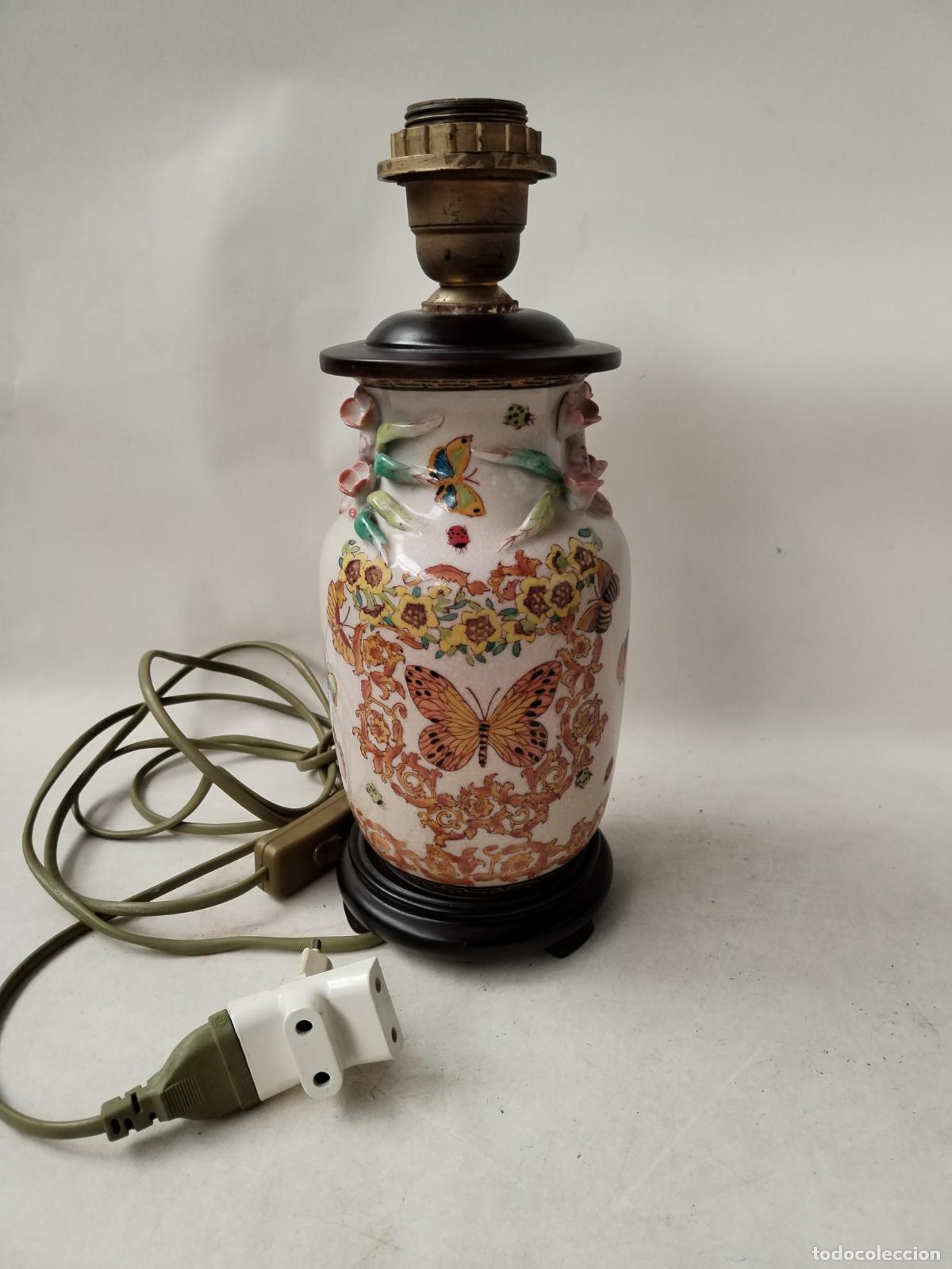 Antig&uuml;edades: lampara vintage con mariposas - Foto 3