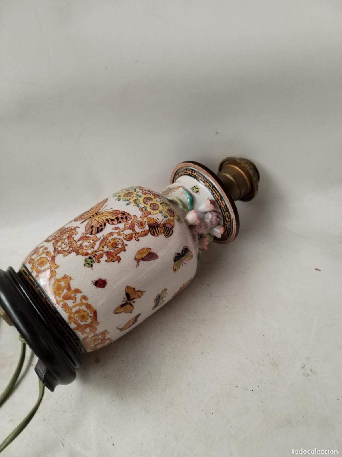 Antig&uuml;edades: lampara vintage con mariposas - Foto 4