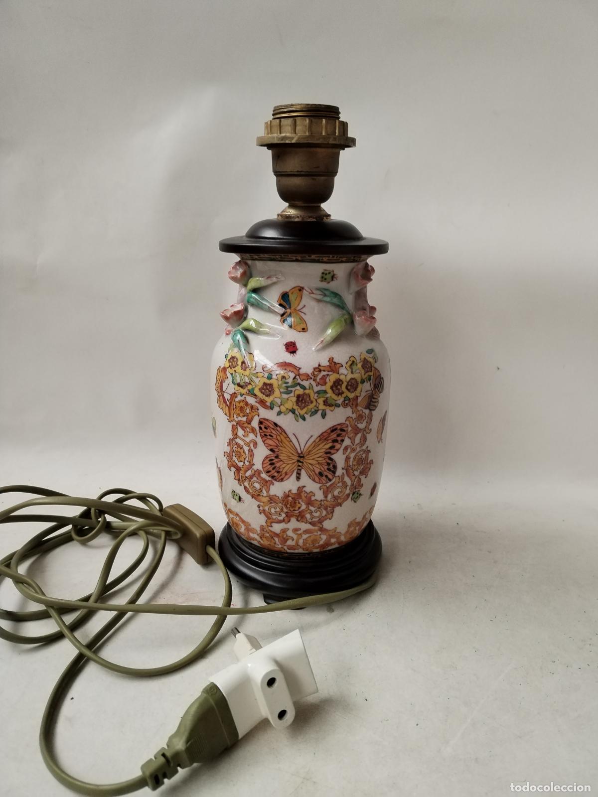 Antig&uuml;edades: lampara vintage con mariposas - Foto 6