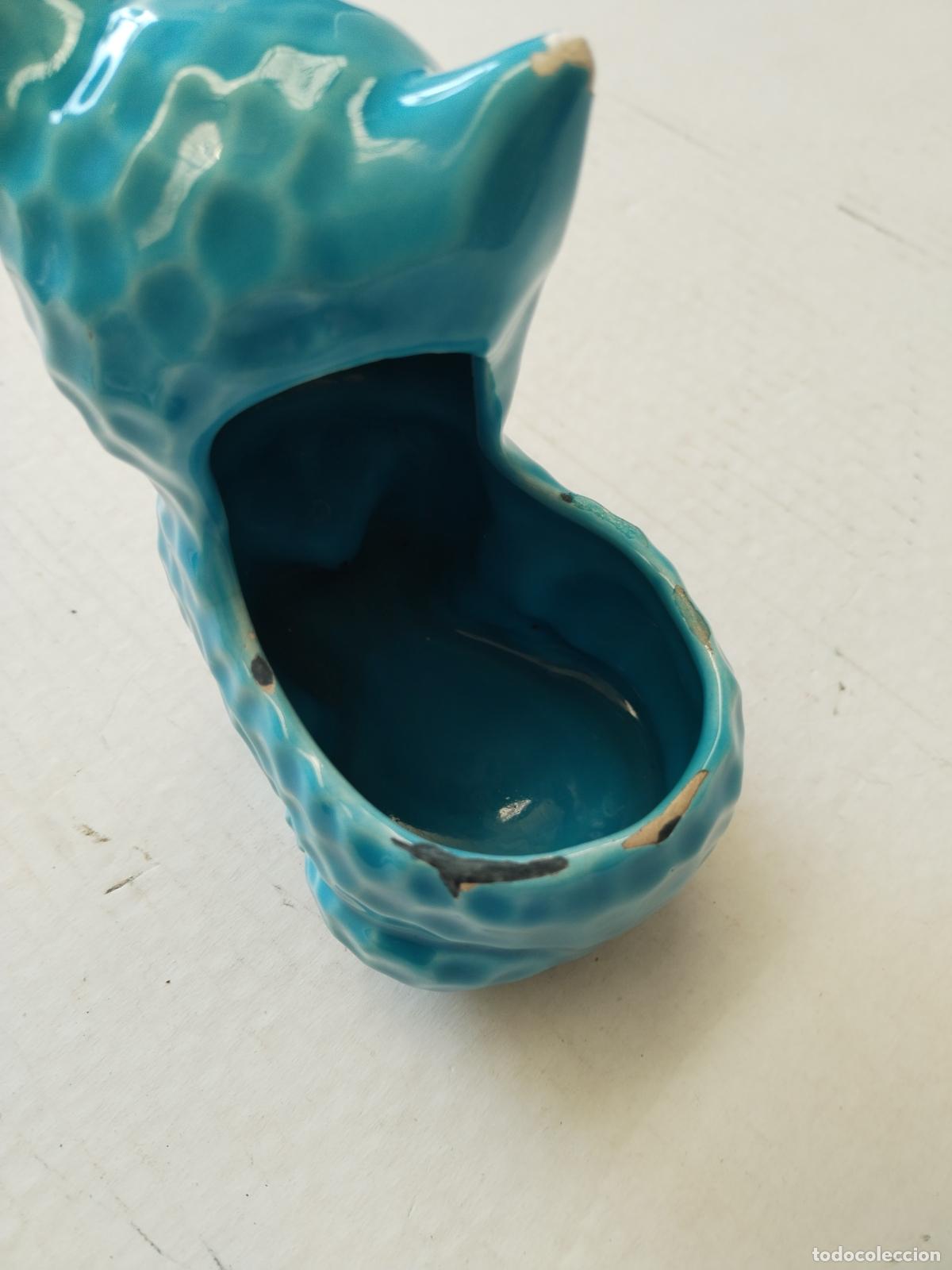 Antig&uuml;edades: maceta vintage gato azul - Foto 3