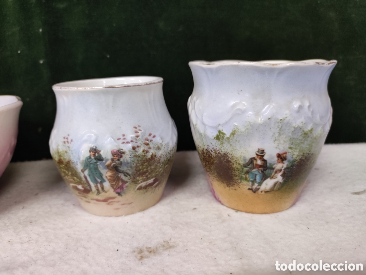 Antig&uuml;edades: Taz&oacute;n y dos pocillos porcelana - Foto 2