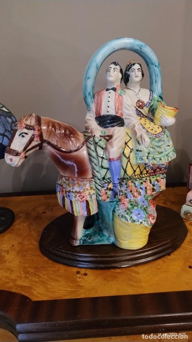 Antig&uuml;edades: BOTIJO VALENCIANO PAREJA A CABALLO - Foto 1