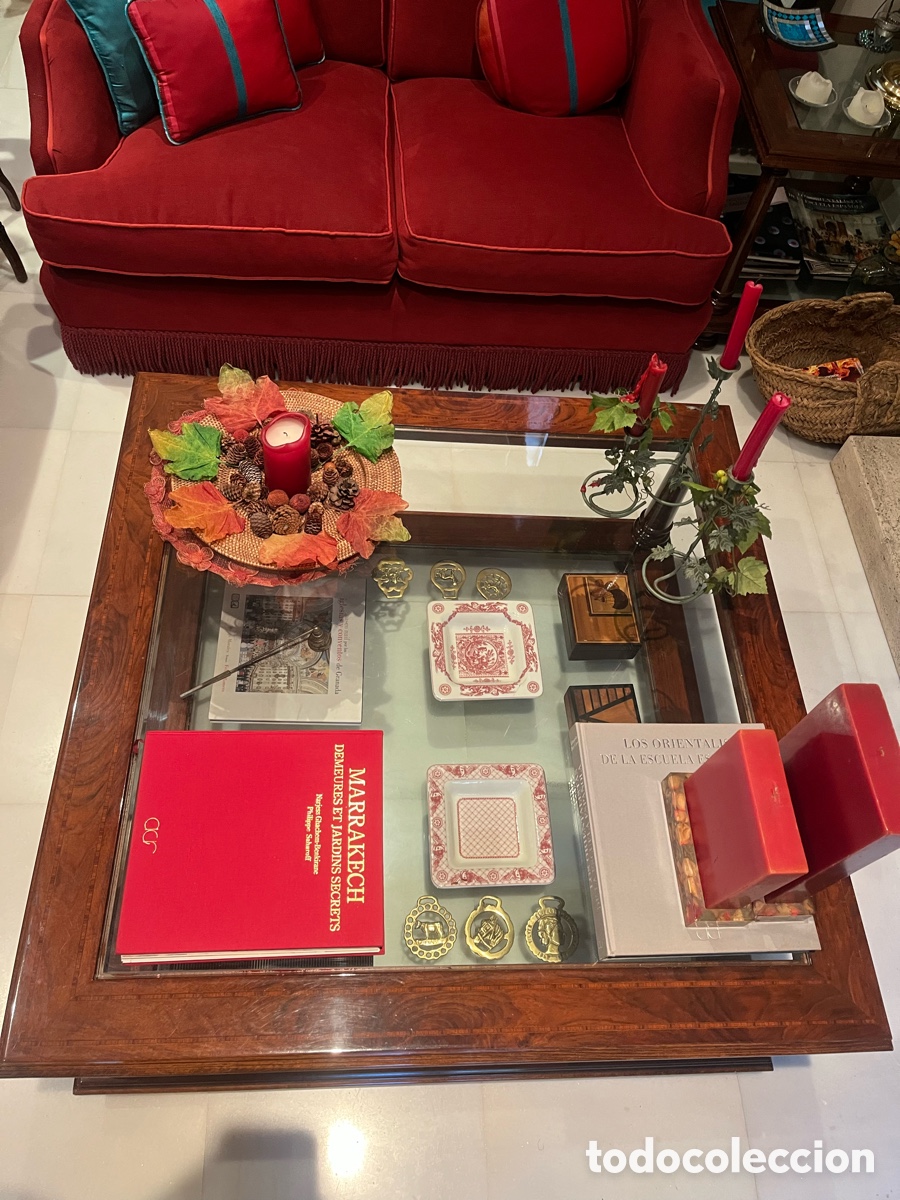 Antig&uuml;edades: Mesa de centro de madera y cristal - Foto 2
