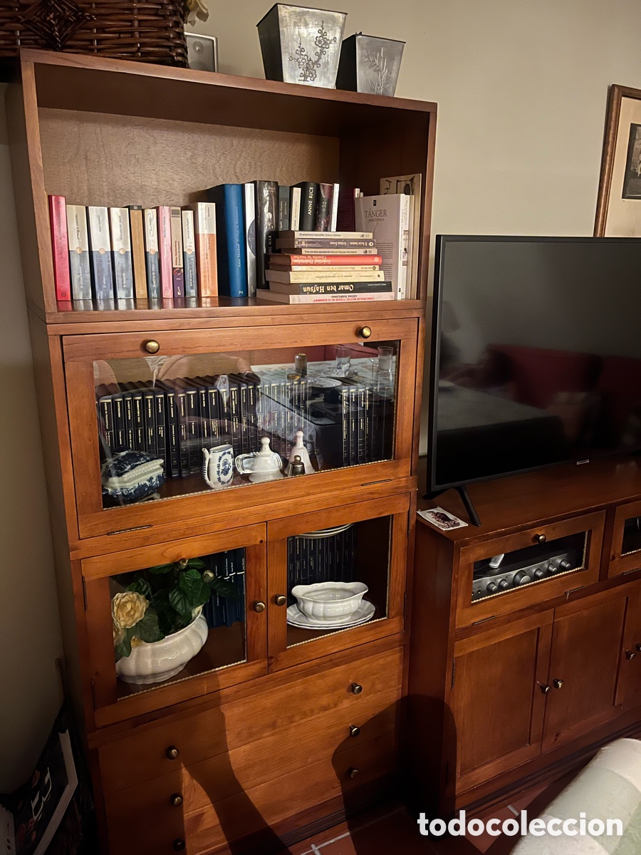 Antig&uuml;edades: Mueble TV en madera con puertas de cristal - Foto 4