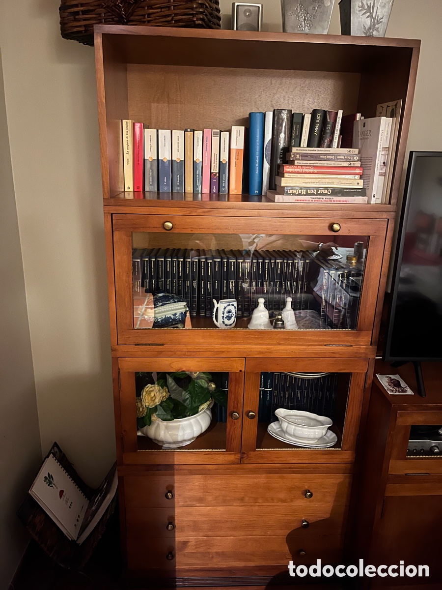 Antig&uuml;edades: Mueble TV en madera con puertas de cristal - Foto 5