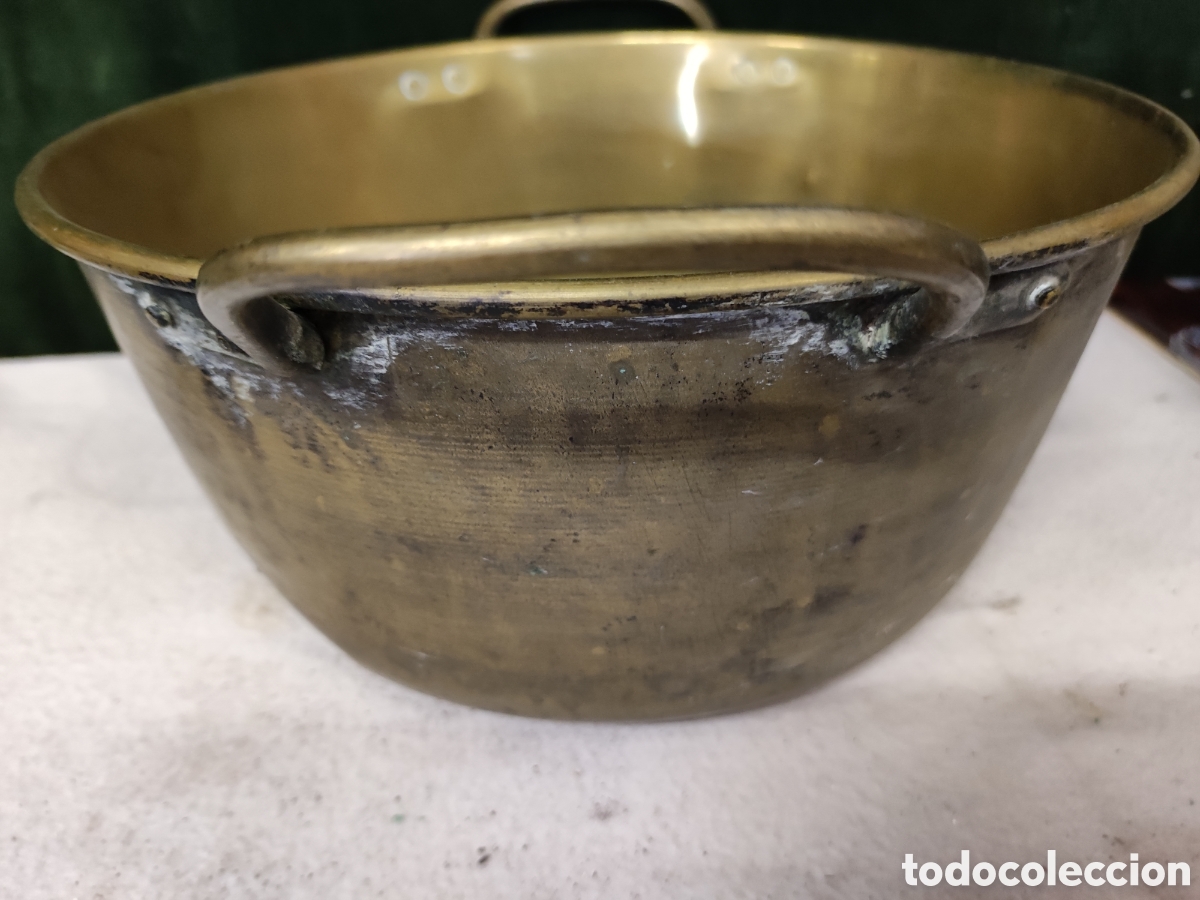 Antig&uuml;edades: Calderillo de lat&oacute;n antiguo - Foto 4