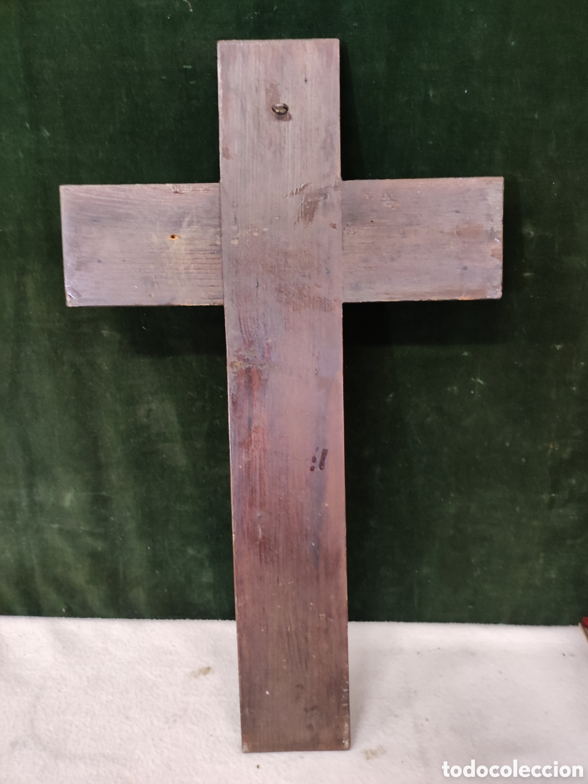 Antig&uuml;edades: Cruz de madera tallada antigua - Foto 5