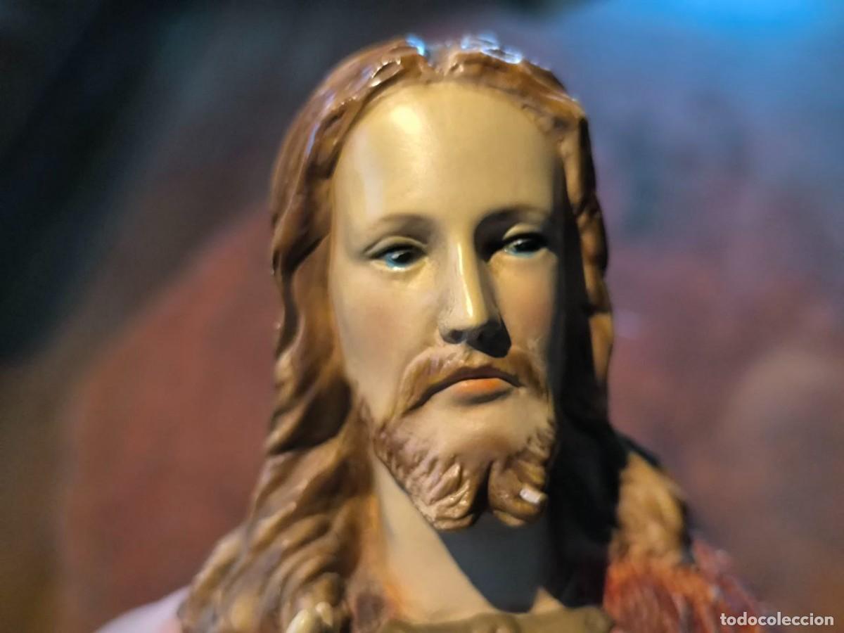 Antig&uuml;edades: CORAZON DE JESUS EN ESTUCO POLICROMADO 15 CM - Foto 2
