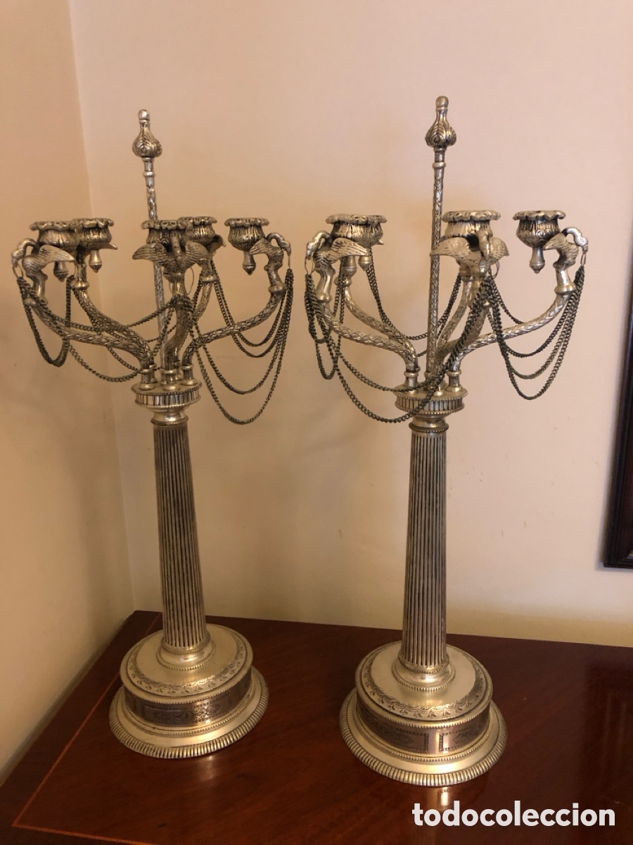 Antig&uuml;edades: PAREJA CANDELABROS DE ESTA&Ntilde;O - Foto 1