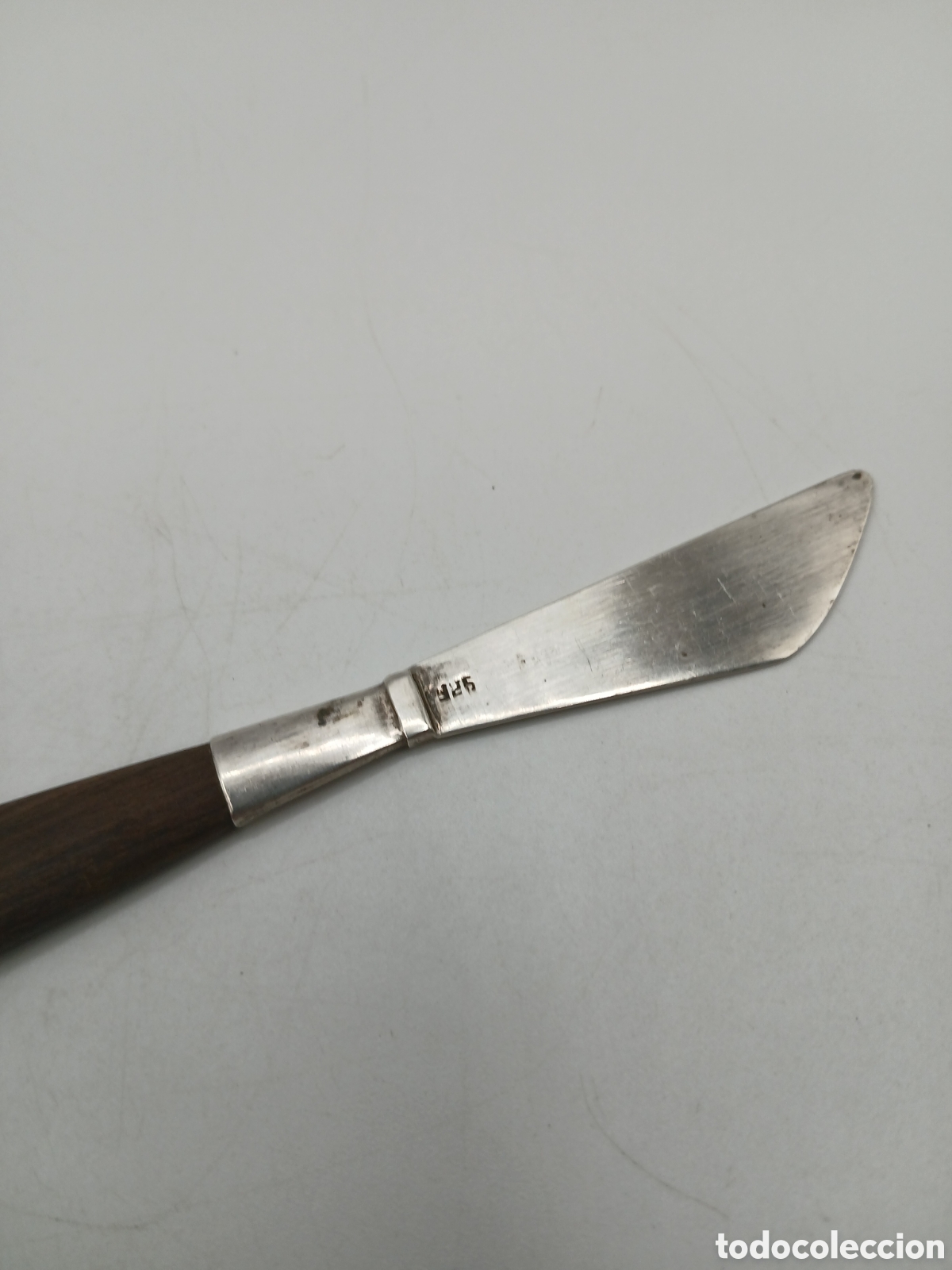 Antig&uuml;edades: Cuchillo para mantequilla plata 925mls mango roble - Foto 2