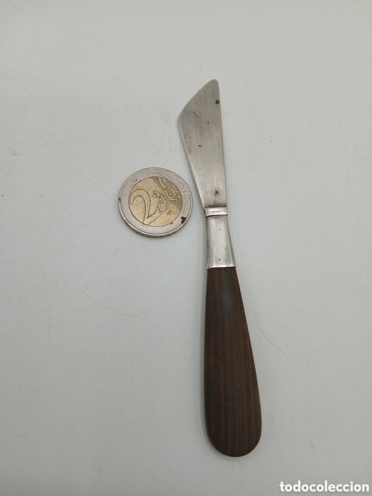 Antig&uuml;edades: Cuchillo para mantequilla plata 925mls mango roble - Foto 3