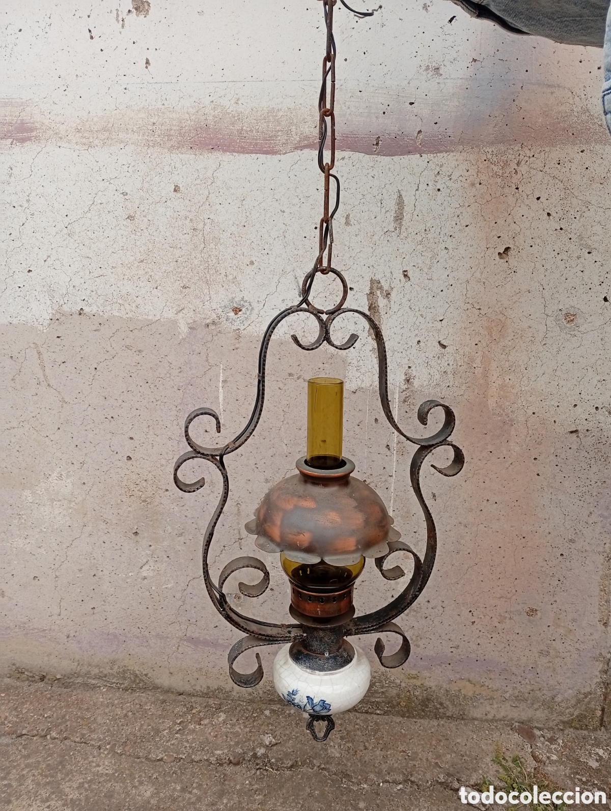Antig&uuml;edades: Lampara techo quinqu&eacute; - Foto 7