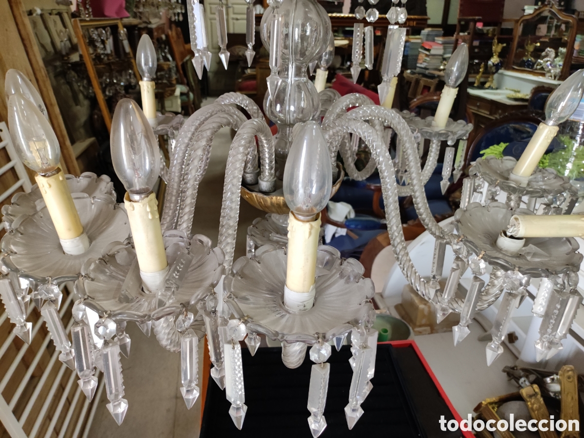 Antig&uuml;edades: L&aacute;mpara de cristal antigua - Foto 4