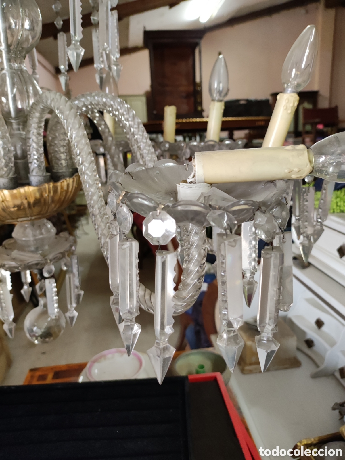 Antig&uuml;edades: L&aacute;mpara de cristal antigua - Foto 5